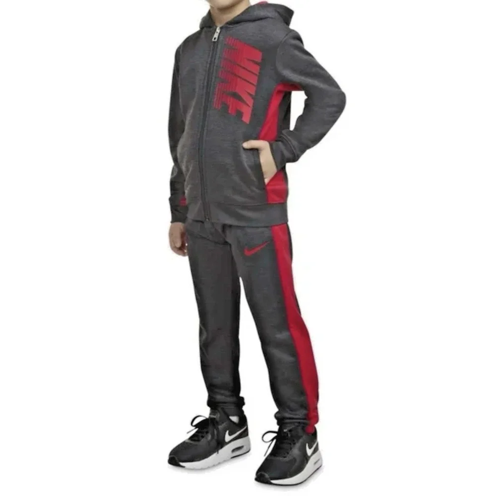 Nike Toddler Boys Size 4T 2-Pc Track Zip Jacket & Jogger Pants Set Black Heather